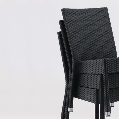 Chaises En Rotin Pe Anthracite - Lot De 4 -