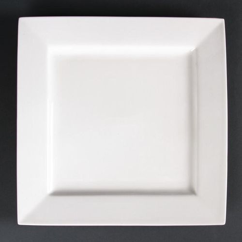 Assiettes Carrées En Porcelaine Fine 265 Mm Lumina - Lot De 4