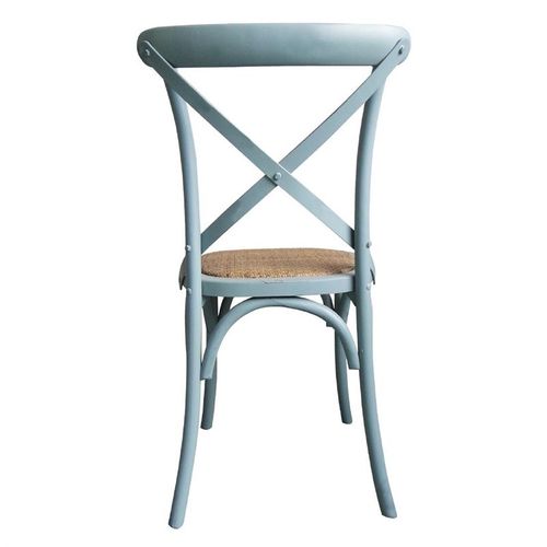 Chaises En Bois Bleu Patiné Avec Dossier Croisé - Lot De 2 -