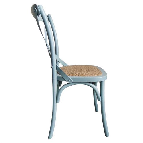 Chaises En Bois Bleu Patiné Avec Dossier Croisé - Lot De 2 -