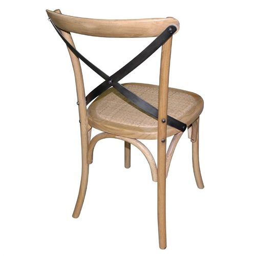 Chaises En Bois Naturel Avec Dossier Croisé - Lot De 2 -