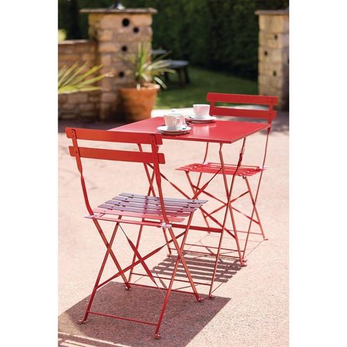 Chaises De Terrasse En Acier Rouge - Lot De 2 -