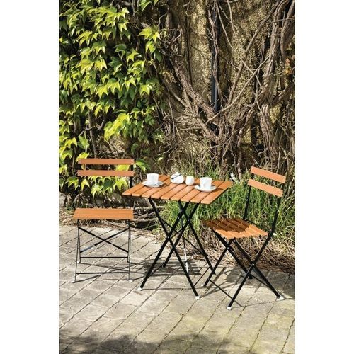 Chaises Bistro Imitation Bois - Lot De 2 -