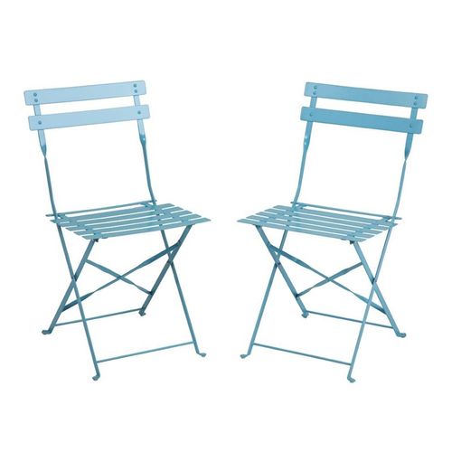 Chaises De Terrasse Bleu Turquoise En Acier - Lot De 2 -