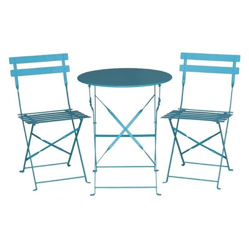 Chaises De Terrasse Bleu Turquoise En Acier - Lot De 2 -