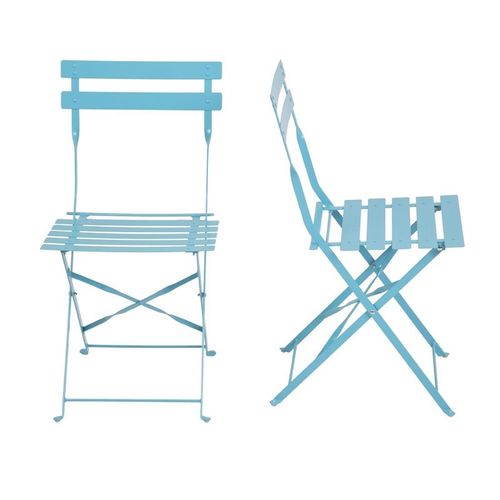 Chaises De Terrasse Bleu Turquoise En Acier - Lot De 2 -