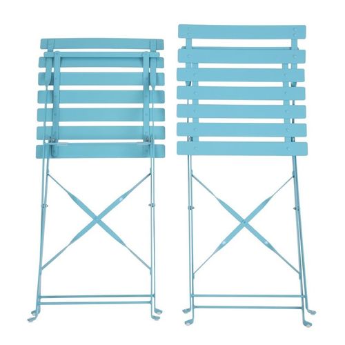 Chaises De Terrasse Bleu Turquoise En Acier - Lot De 2 -