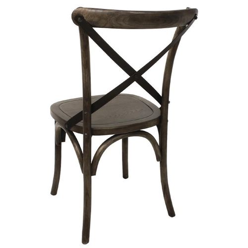 Chaises Couleur Noyer Avec Dossier Croisé - Lot De 2 -