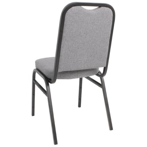Chaise De Banquet Avec Dossier Carré Et Tissu Gris - Lot De 4