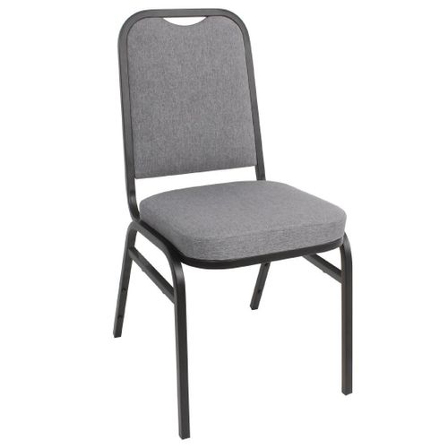 Chaise De Banquet Avec Dossier Carré Et Tissu Gris - Lot De 4