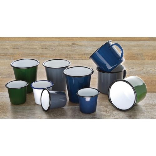 Mug En Acier Émaillé Vert Et Noir 350 Ml - Lot De 6 -