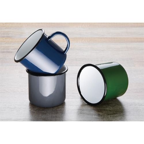 Mug En Acier Émaillé Vert Et Noir 350 Ml - Lot De 6 -