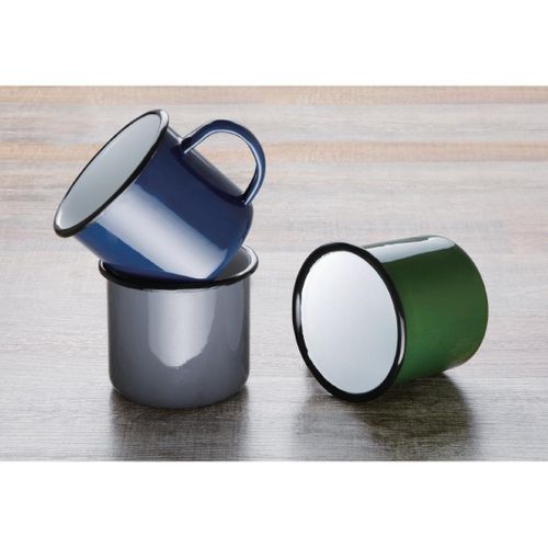 Mug En Acier Émaillé Vert Et Noir 350 Ml - Lot De 6 -