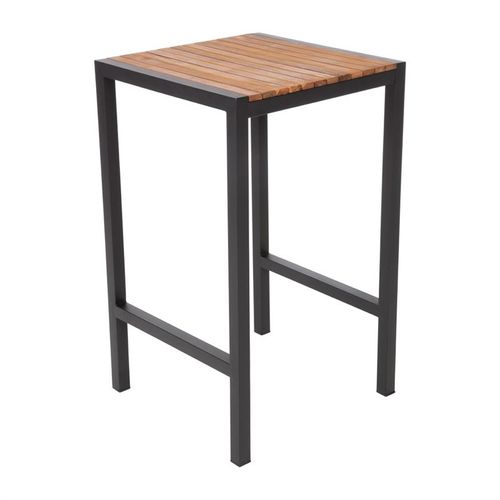 Table Mange-debout Carré En Acier Et Acacia - H1000 Mm -