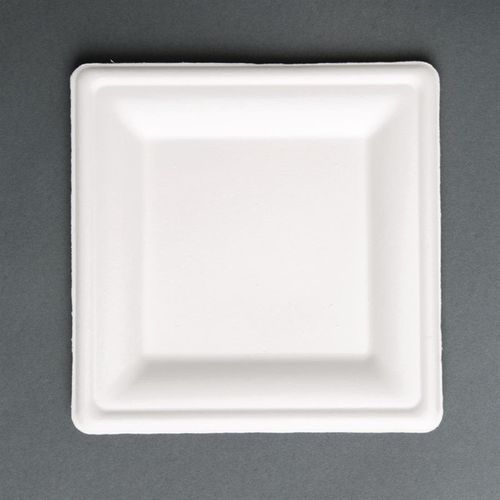 Assiettes Carrées En Bagasse - Lot De 50 -