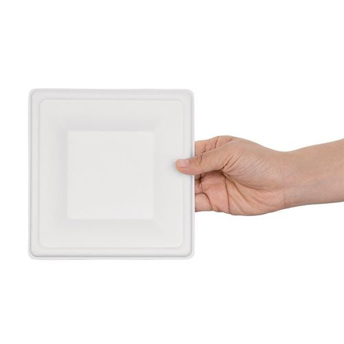 Assiettes Carrées En Bagasse - Lot De 50 -