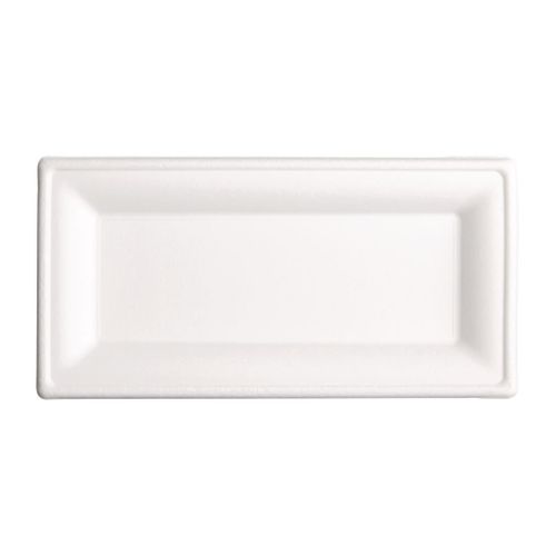 Assiettes Rectangulaires En Bagasse 258mm - Lot De 50 -
