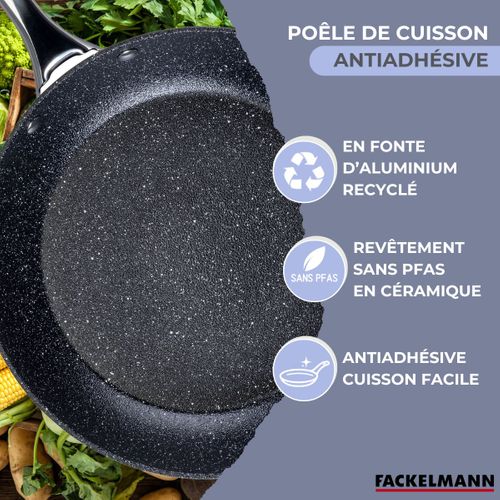 Poêle 28 Cm Fonte Aluminium Revêtement Antiadhésif Céramique Sans Pfas