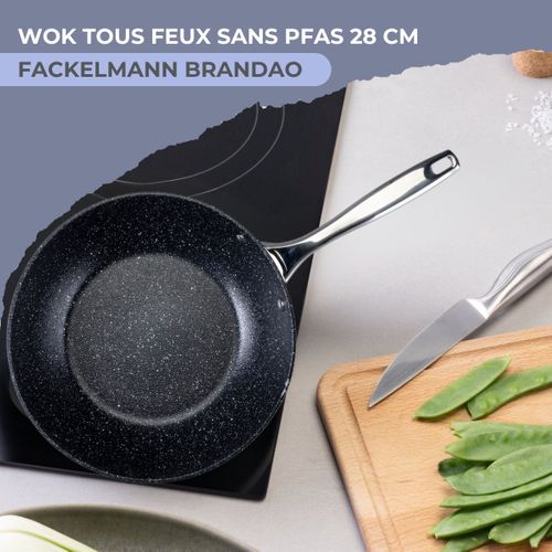 Wok 28 Cm Fonte Aluminium Revêtement Antiadhésif Céramique Sans Pfas