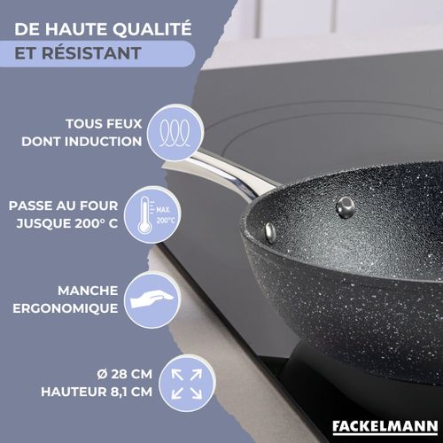 Wok 28 Cm Fonte Aluminium Revêtement Antiadhésif Céramique Sans Pfas