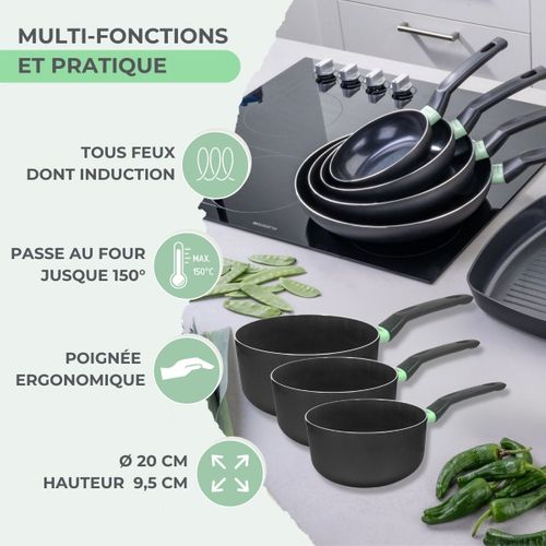 Casserole 20 Cm Aluminium Revêtement Céramique Antiadhésif Sans Pfas Brandao