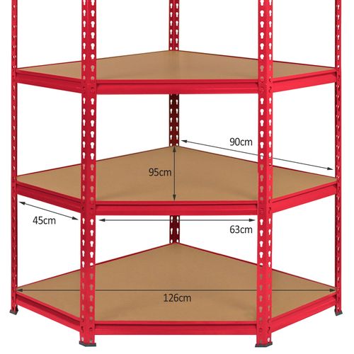 Monster Racking - 1 Rayonnage D'angle Z-rax Rouge Et 2 Rayonnages Z-rax Rouges 90cm X 45cm X 183cm