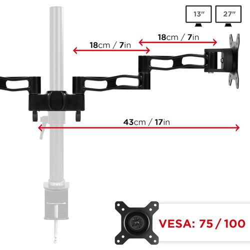 Dm35p2 Bras Pour 2 Écrans - Equivalent Du Dm352 Sans Potence - Compatible Avec Les Potences Duronic
