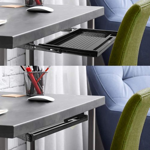 Dktsx2 Support Coulissant Pour Clavier Et Souris – Tiroir Sous La Table – Pinces En Acier
