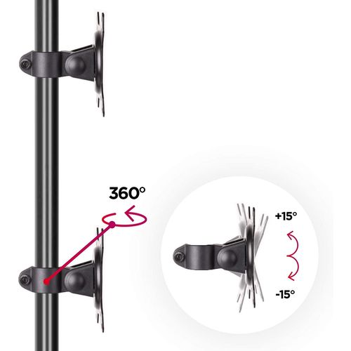 Dm15v2 Support 2 Écrans - Modèle Avec Pince - Hauteur Ajustable - Compatible Vesa 75 100