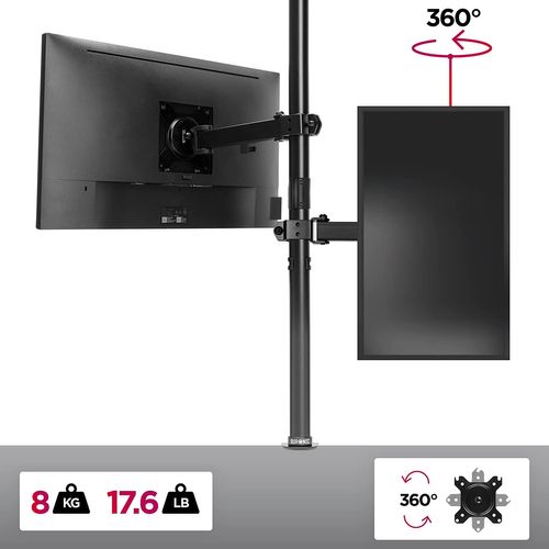 Dmt151x2 Bras Pour Moniteur D'ordinateur - Support D'écran PC Articulé Avec Potence 100 Cm