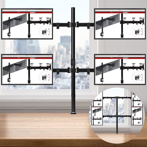 Dmt154 Bras Pour 4 Moniteurs D'ordinateur - Support D'écrans PC Articulé Avec Potence 100 Cm