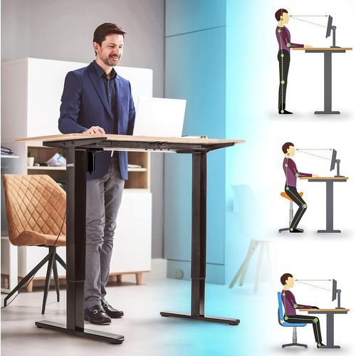 Structure De Bureau Assis-debout 72 à 118cm Supporte 70kg Plateau Vendu Séparément Duronic Tm51 Bk
