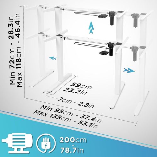 Structure De Bureau Assis-debout 72 à 118cm Supporte 70kg Plateau Vendu Séparément Duronic Tm51 We