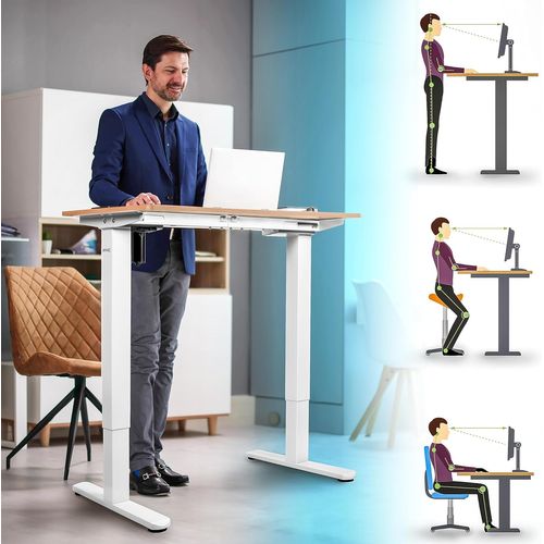 Structure De Bureau Assis-debout 72 à 118cm Supporte 70kg Plateau Vendu Séparément Duronic Tm51 We