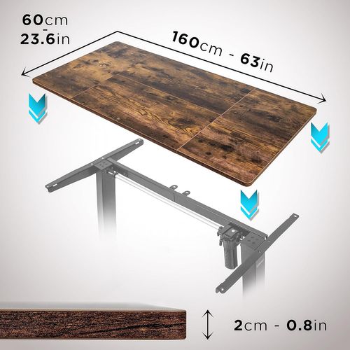 Plateau Pour Bureau Assis Debout De 160 X 60 X 2cm Duronic Tt160 Ao