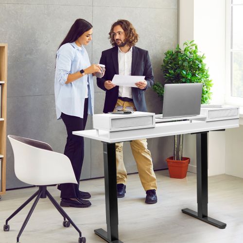 Plateau Avec 2 Tiroirs Pour Bureau Assis Debout De 120cm Duronic Dd1 We