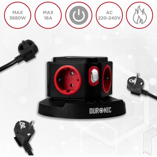 Tour Multiprise 4 Prises 3 Ports USB Et Recharge Sans Fil Parasurtenseur Câble De 1,8 M Duronic Et4w