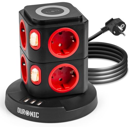Tour Multiprise 8 Prises 3 Ports USB Et Recharge Sans Fil Parasurtenseur Câble De 1,8 M Duronic Et8w