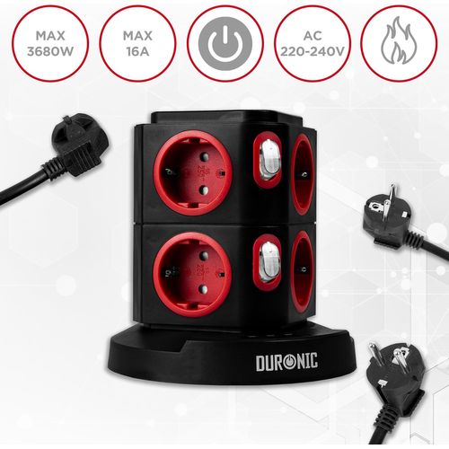 Tour Multiprise 8 Prises 3 Ports USB Et Recharge Sans Fil Parasurtenseur Câble De 1,8 M Duronic Et8w