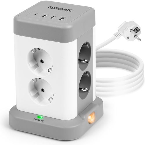 Tour Multiprise 8 Prises 3 Ports USB-a Et 1 Port USB-c Parasurtenseur Câble De 1,8 M Duronic Et8c