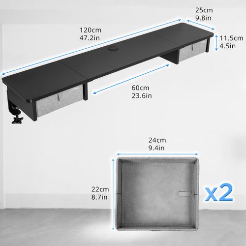 Dd2 Bk Planche De 120 Cm Avec 2 Tiroirs Pour Bureau