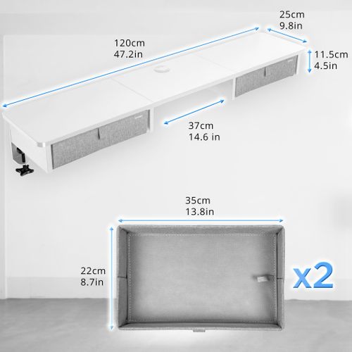 Dd3 We Planche De 120 Cm Avec 2 Tiroirs Pour Bureau