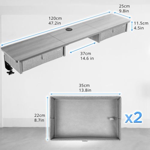Dd3 Gy Planche De 120 Cm Avec 2 Tiroirs Pour Bureau