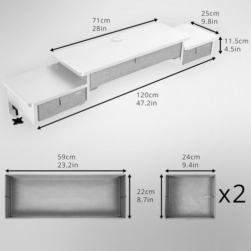 Dd4 We Planche De 120 Cm Avec 3 Tiroirs Pour Bureau