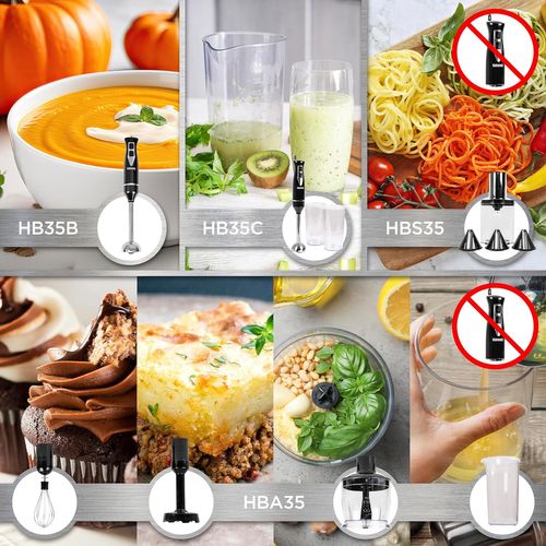 Mixeur Plongeant à Main 350w 2 Vitesses 2 Lames En Inox 2 Cruches De 600 Ml - Hb35c