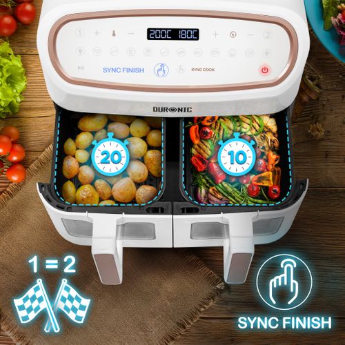 Friteuse à Air Avec 1 Tiroir De 10l Et 2 Tiroirs De 5l Cuisson Préréglés Sans Huile Duronic Af34 We