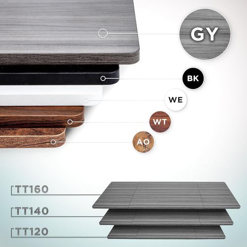 Tt160 Gy Plateau Pour Bureau Assis Debout De 160 X 60 X 2cm Duronic