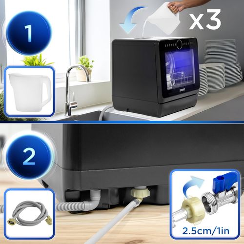 Lave-vaisselle De Table 950w Lave Vaisselle Posable Portable Compact 7 Programmes - Dw5 Bk