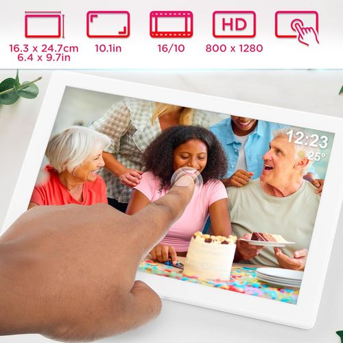 Frameo Pf1d We Cadre Photo Numérique Connecté Ecran Tactile 10,1 Pouces Lecteur Photo Vidéo