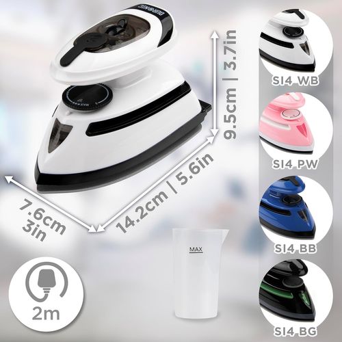 Si4 Wb Mini Fer à Repasser à Vapeur De Voyage 420w Réservoir D'eau De 30 Ml Compact